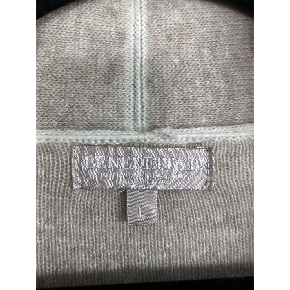 Cashmere/Merino Wool Blend Speckled Oatmeal Tan Cardigan Sweater Neutrals - Picture 9 of 15